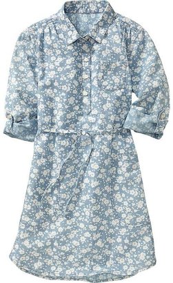 Old Navy Girls Floral Chambray Shirt Dresses