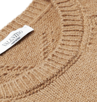 Valentino Knitted Camel-Hair Crew Neck Sweater