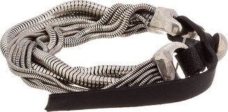 Goti Silver & Leather Snake Chain Bracelet