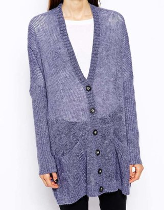 ASOS Oversized Cardigan In Mohair Mix With Pockets