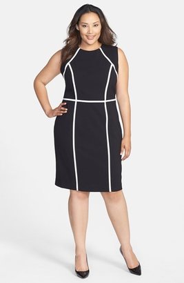 Calvin Klein Contrast Detail Sheath Dress (Plus Size)