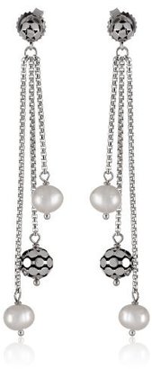 Honora Times Square" White Freshwater Cultured Pearl Triple Dangle Earrings