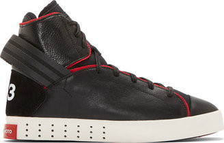 Y-3 Black Leather Laver High Sneakers
