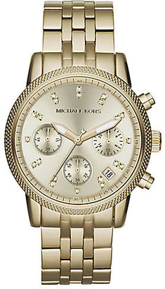 Michael Kors Ritz Round Goldtone Stainless Steel Chronograph Bracelet Watch