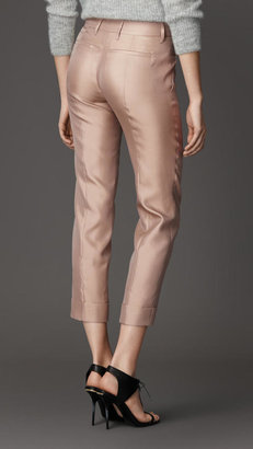 Burberry Pintuck Detail Silk Blend Trousers