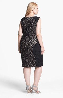 Donna Ricco Colorblock Lace Sheath Dress (Plus Size)