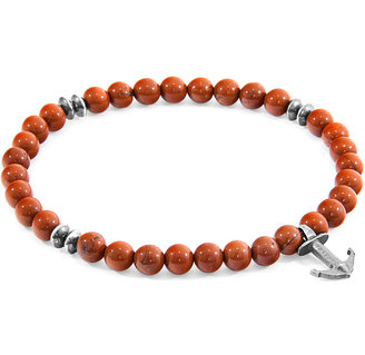 ANCHOR & CREW Red Jasper Starboard Silver And Stone Bracelet