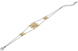 Fiorelli Silver Gold plated pave flower bracelet
