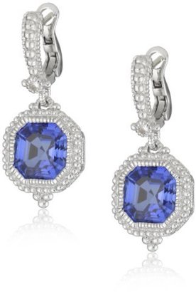 Judith Ripka Estate" Estate Ascher Cut Stone Blue Sapphire Drop Earrings