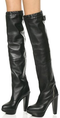 McQ Max Curved Zip Knee High Boots