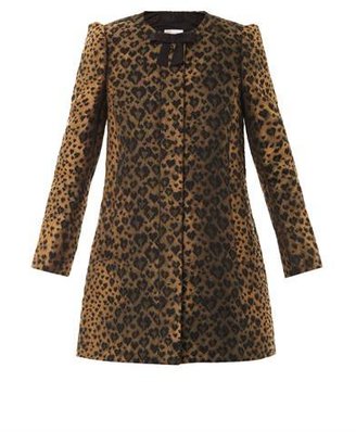 RED Valentino Leopard-jacquard A-line coat