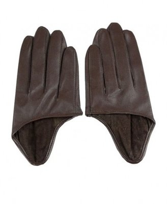 ChicNova Half Palm Gloves in Brown Leather