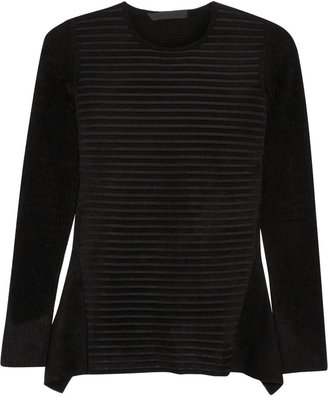 Alexander Wang Ribbed chenille and stretch-knit peplum top