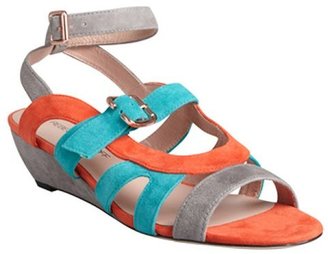 Rebecca Minkoff turquoise and orange suede cutout ankle strap 'Nella' wedge sandals