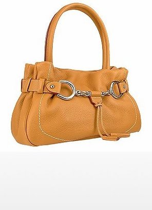 Buti Camel Horsebit Detail Italian Pebble Leather Satchel Bag