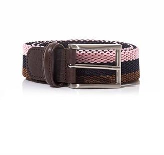 Andersons Leather-trimmed elasticated woven belt