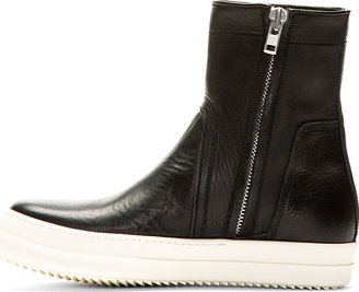 Rick Owens Black & White Leather Minimalist Boots