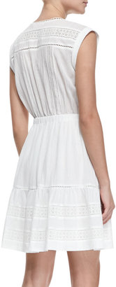 Rebecca Taylor Novelty Cotton Eyelet Short-Sleeve Dress