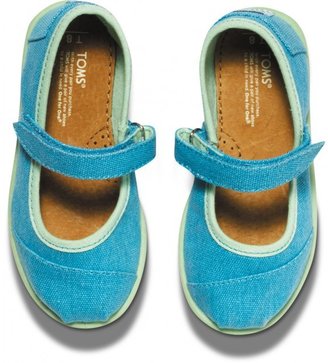 Toms Neon Blue Canvas Tiny Mary Janes