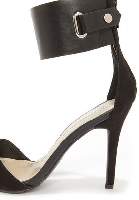 Ines 11 Black Suede Ankle Cuff Pointed Pumps