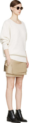 Helmut Lang Tan Leather Petal Skirt