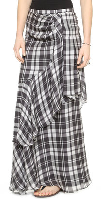Haute Hippie Plaid Side Tuck Maxi Skirt
