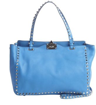 Valentino blue leather 'Rockstud' medium tote bag