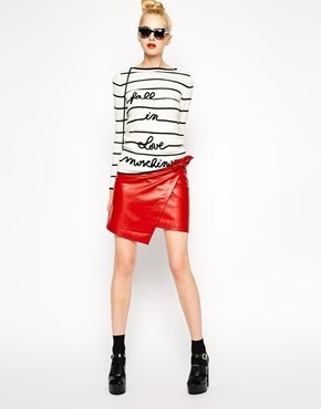 Love Moschino Leather Skirt With Bow Detail - Red
