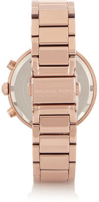 Michael Kors Parker Swarovski crystal-embellished rose gold-tone watch
