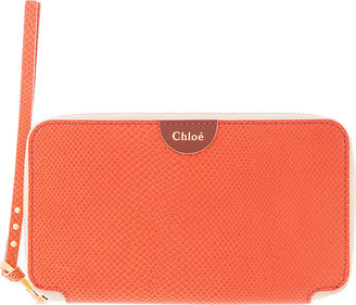 Chloé Coral Lizard-Embossed Leather Bea Wallet