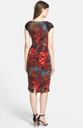 Maggy London Lace Appliqué Floral Print Sheath Dress (Regular & Petite)