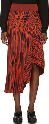 Stella McCartney Black & Orange Striped Asymmetrical Sarouel Trousers