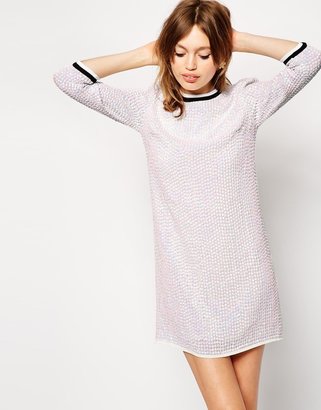 ASOS COLLECTION Iridescent Sequin Tunic Dress With Rib