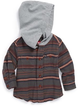 Quiksilver 'Pelican' Stripe Woven Hooded Shirt (Baby Boys)