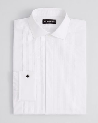 Ralph Lauren Black Label Solid Pleated Formal Dress Shirt - Regular Fit