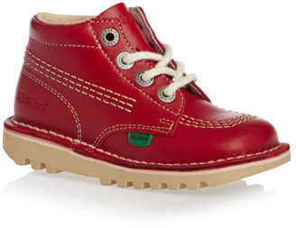 Kickers Kick Hi Junior Core Leather  Boys  Boots - Red/Natural