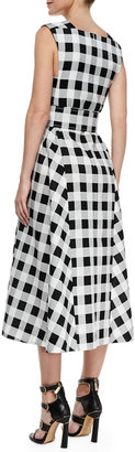 Derek Lam Checkered Belted Midi Dress