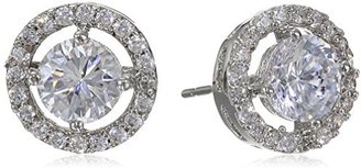 Kenneth Jay Lane CZ by Radiant Rounds" Rhodium-Plated Floating Cubic Zirconia Post Earrings, 15 CTTW