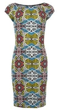New Look Teens Red and Yellow African Print Bodycon Midi Dress