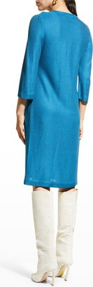 Misook Textured Button-Front Midi Knit Dress