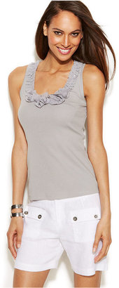 INC International Concepts Ruffle-Embellished Scoop-Neck Tank Top