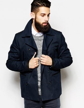 ASOS Trench Coat With Military Detail - Navy