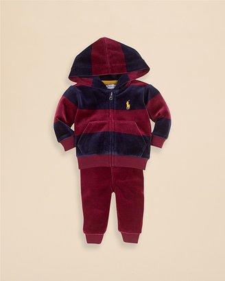 Ralph Lauren Childrenswear Infant Boys' Velour Stripe Hoodie & Pants Set - Sizes 3-9 Months