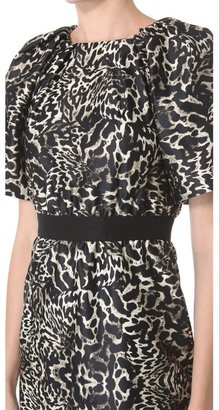 Giambattista Valli Short Sleeve Leopard Dress