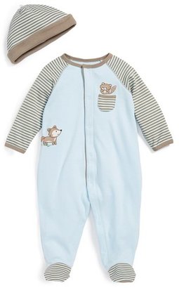 Little Me 'Woodland' One-Piece & Hat (Baby Boys)