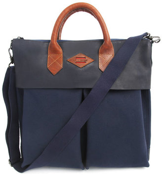 Leon FLAM - 21h bag Blue, leather and canvas