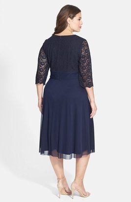 Jessica Howard Lace & Chiffon Fit & Flare Dress (Plus Size)