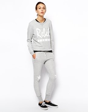 Zoe Karssen Sweat Pants With Star Patches On Knee'S - grey