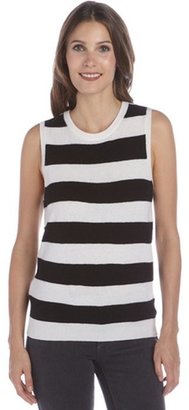 Joie black and white striped wool and cashmere knit sleeveless sweater