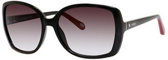 Fossil Large Square Sunglasses with Contrast Tips-BLACK-One Size